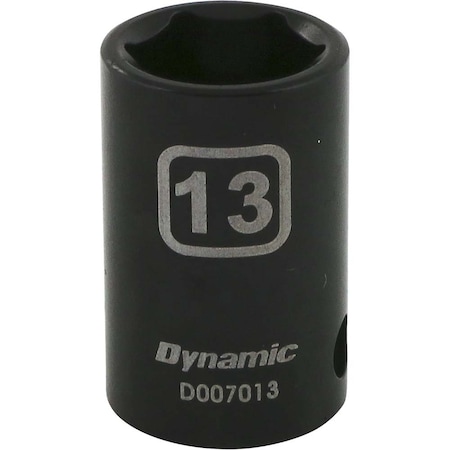 Dynamic 3/8" Drive Standard Socket, Black Phosphate, Tools 3/8" Drive 6 Point Metric, 13mm Standard Length D007013